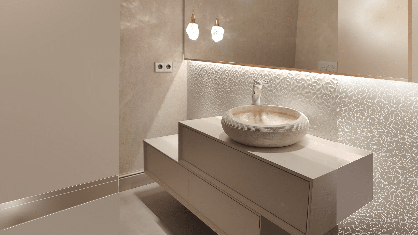 Trabajo de Ebanistería Rafael Hernández: lavabo color hueso .